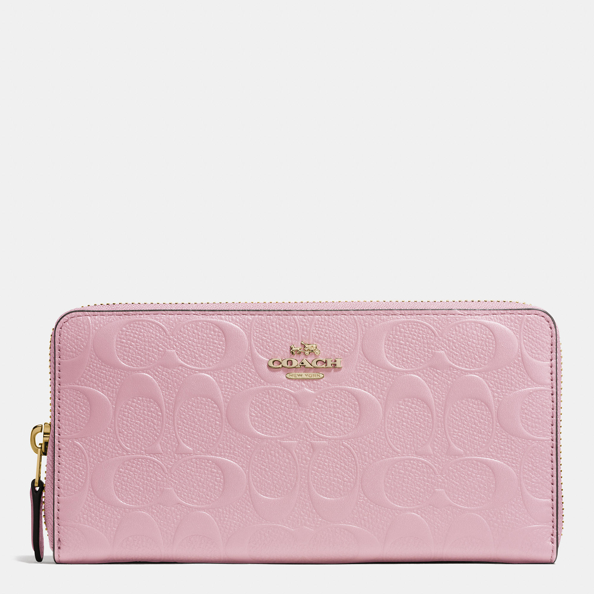 European Style Coach Accordion Zip Wallet In Signature Embossed Leather  European Style Coach Accordion Zip Wallet In Signature Embossed Leather